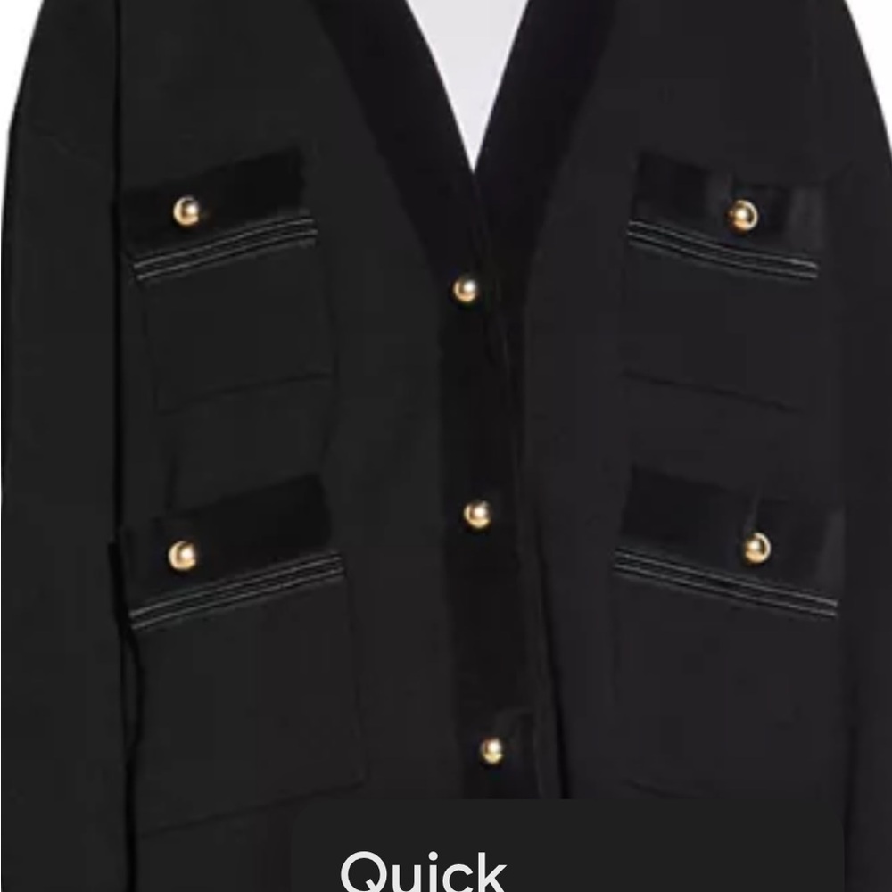 Sandro velvet trim Cardigan with gold buttons S EUC - Picture 4 of 8